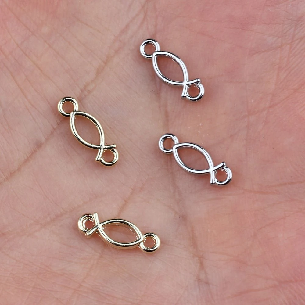 10pcs Simple Cute Hollow Out Fish Pendant Connector DIY Handmade Jewelry Making Accessories Earrings Necklace Bracelet Craft