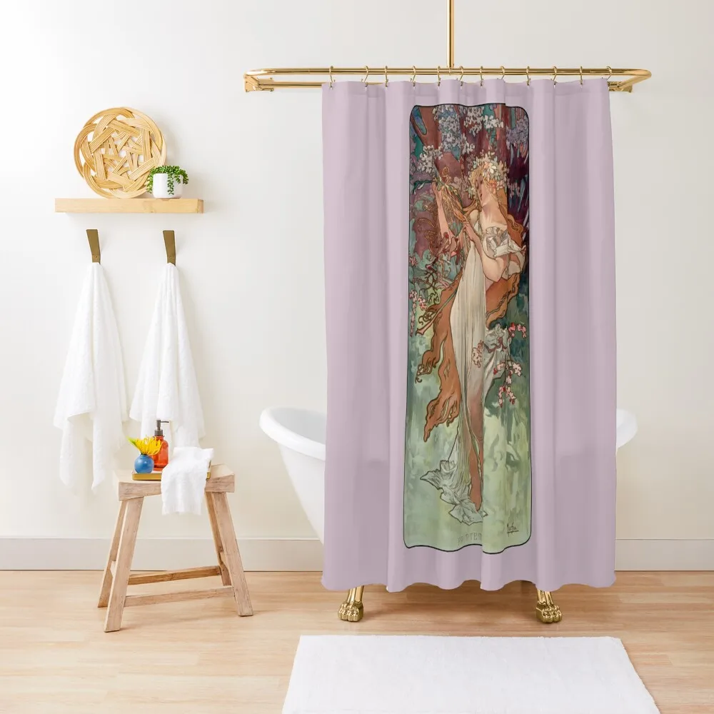 

Spring - Printemps Alphonse Mucha 1896 Shower Curtain Bathroom And Shower Products Modern Bathroom Accessories Curtain