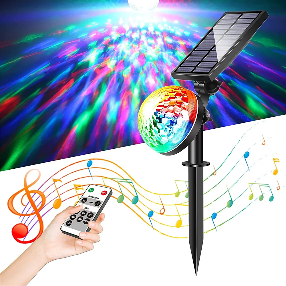 Solar Party Disco Lights Outdoor Garden Strobe Magic Ball Stage Lamp& Remote Controller Waterproof Decoration Christmas,Club,Bar