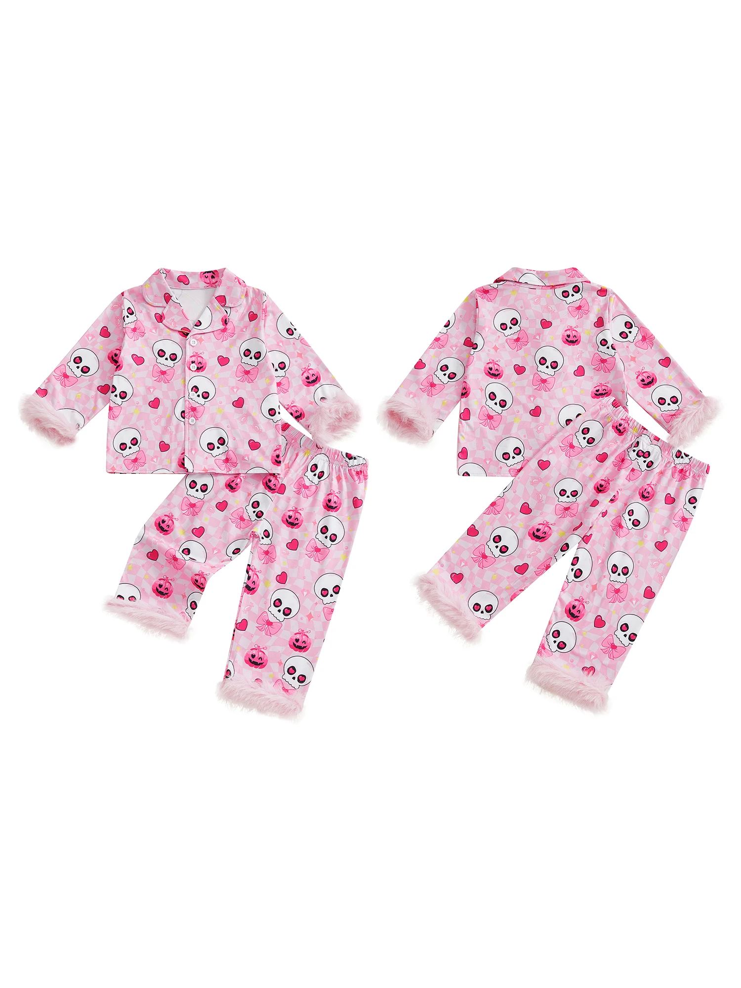 Pigiama per Halloween da ragazzo Set Top a maniche lunghe con stampa di streghe fantasma con pantaloni in vita con coulisse Indumenti da notte per i più piccoli