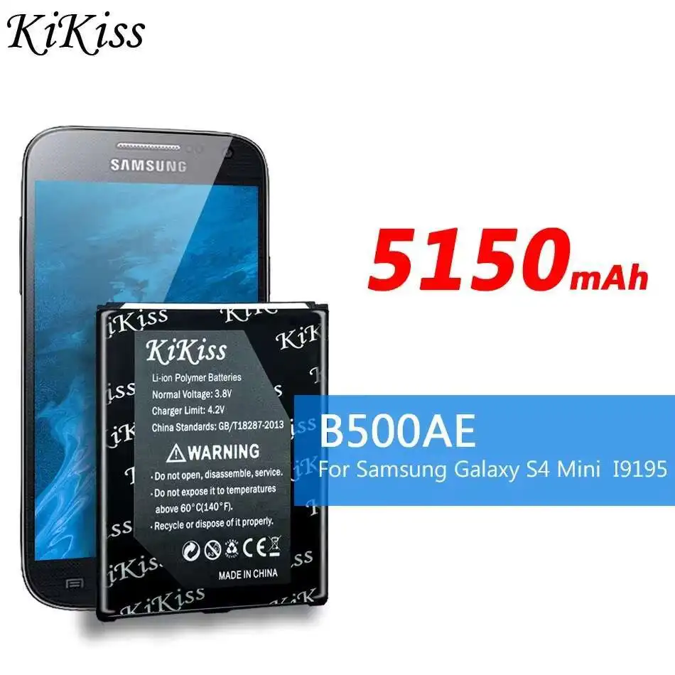 

KiKiss B500BE Battery For Samsung GALAXY S4 Mini GT- I9190 I9192 I9195 I9198 S4Mini 3pins B500AE Replacement Phone
