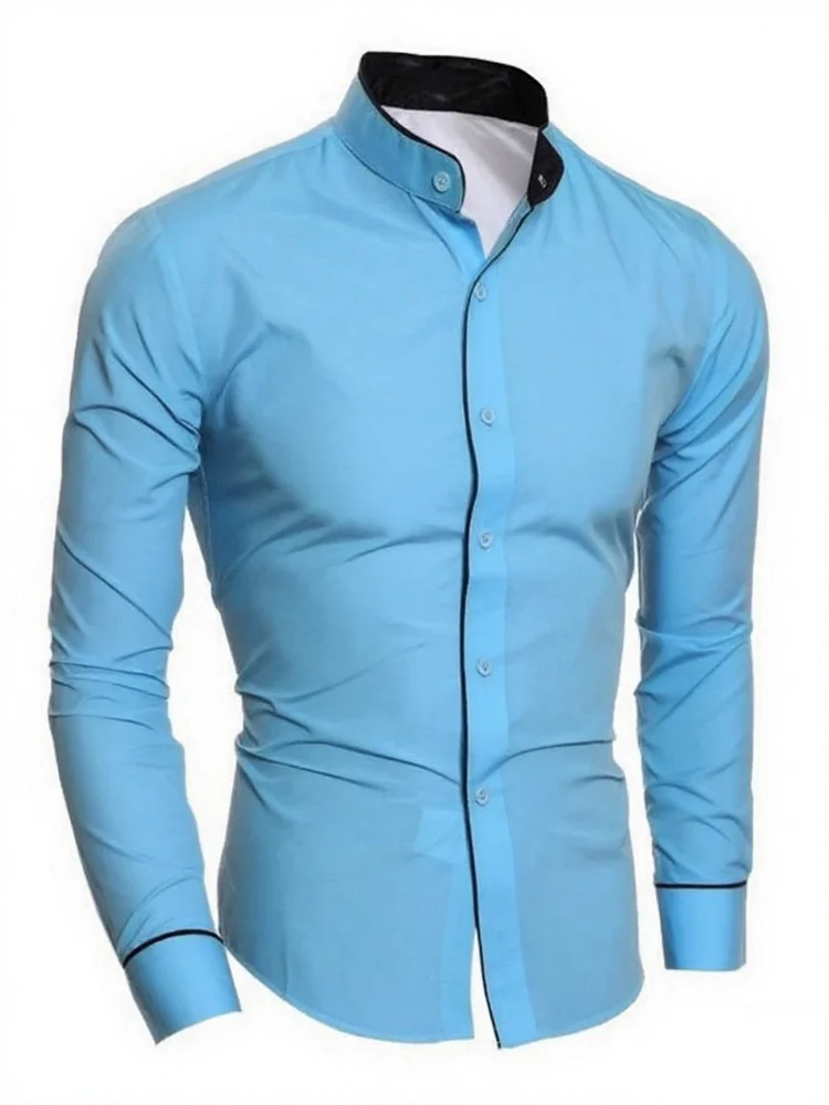 เสื้อเชิ้ตผู้ชาย เสื้อเชิ้ตแขนยาวสีขาวทรงเข้ารูป เสื้อผ้าบุรุษลําลองสําหรับธุรกิจ ผ้านุ่มคุณภาพสูง ไซส์ XS-6XL