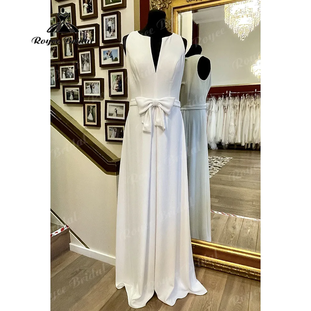 Verão macio cetim sem mangas vestidos de casamento com arco 2025 vestidos novias vestido de noiva para mulheres trem varredura elegante customzied