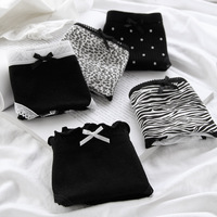 3Pcs/set Women Sexy Cotton Panties Underwear Seamless Soft Briefs Skin-Friendly Female Lingerie Mid-waist Black Underpants