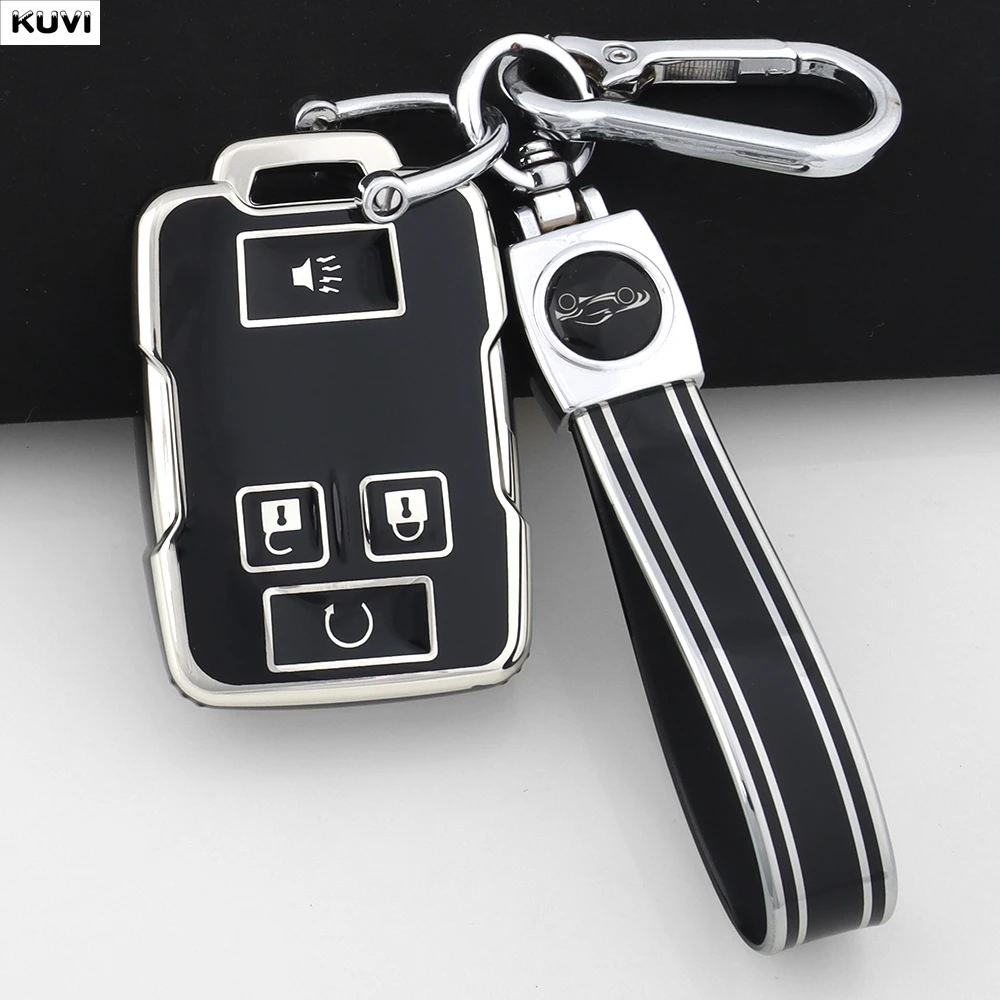 4 Tasten TPU Autoschlüsseletui Abdeckung Halter Fob Schlüsselanhänger für Chevrolet Colorado Silverado 1500 2500HD 3500HD GMC Yukon Sierra Canyon