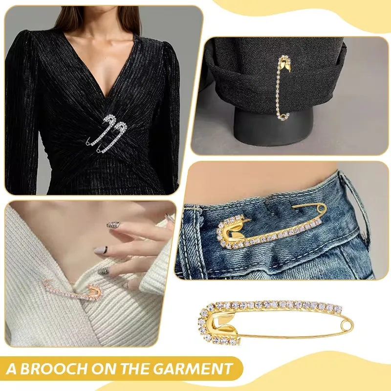 10/12 قطعة دبابيس الراين مشبك مجوهرات دبابيس بروش دبابيس أمان فاخرة للنساء لامعة موضة إكسسوارات الملابس ذاتية الصنع