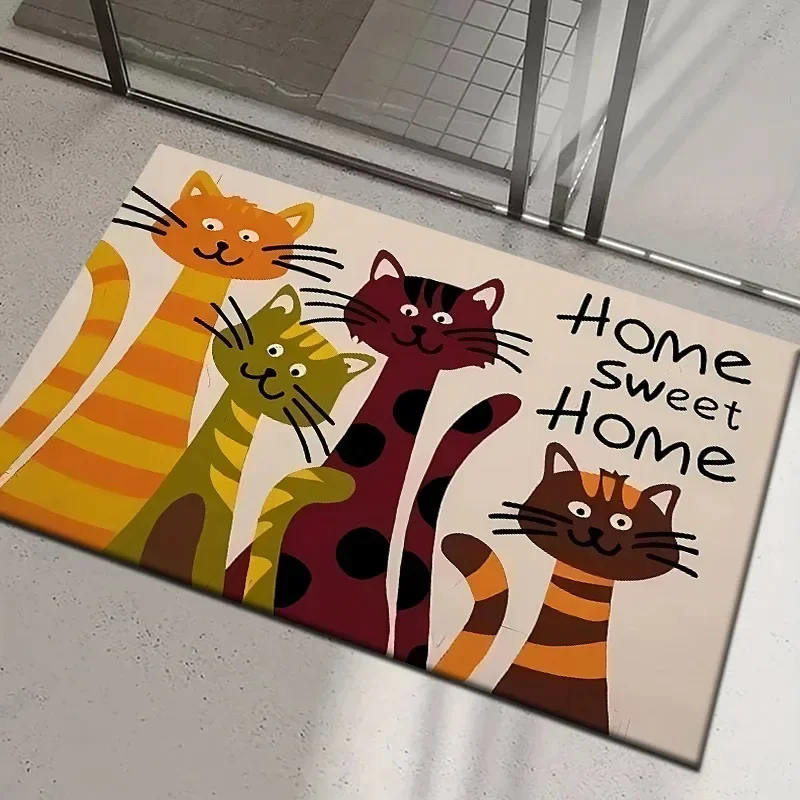 

1 Piece Cute Cat Print Doormat - Super absorbent and non-slip, stain resistant washable carpet DIY personality customization