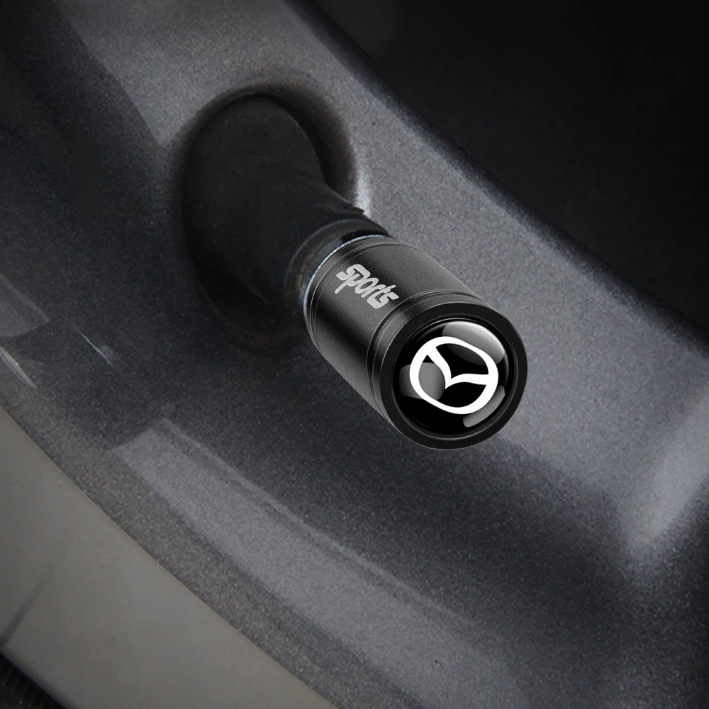 4 Uds insignia de coche tapas de válvula de neumáticos cubiertas de vástago de válvula de neumático para Mazda MS emblema 3 2 Cx5 Cx3 Cx30 2 Mx5