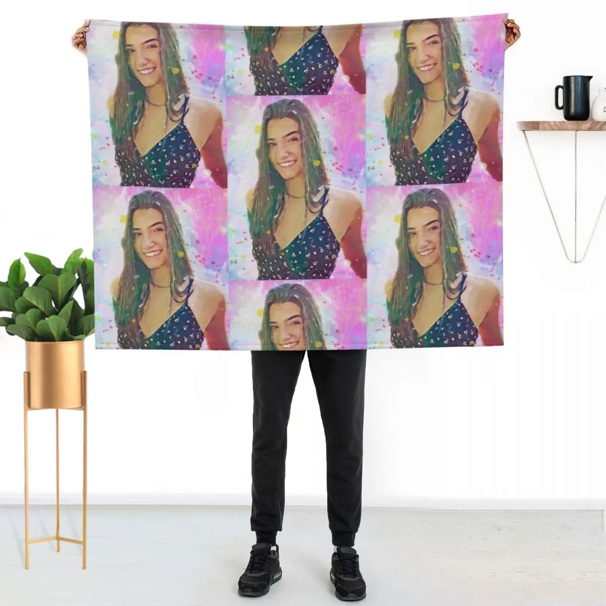 

Holo Pastel Charli Damelio Digital Painting Throw Blanket Shaggy Furry Soft Blanket for Bedroom Living Room