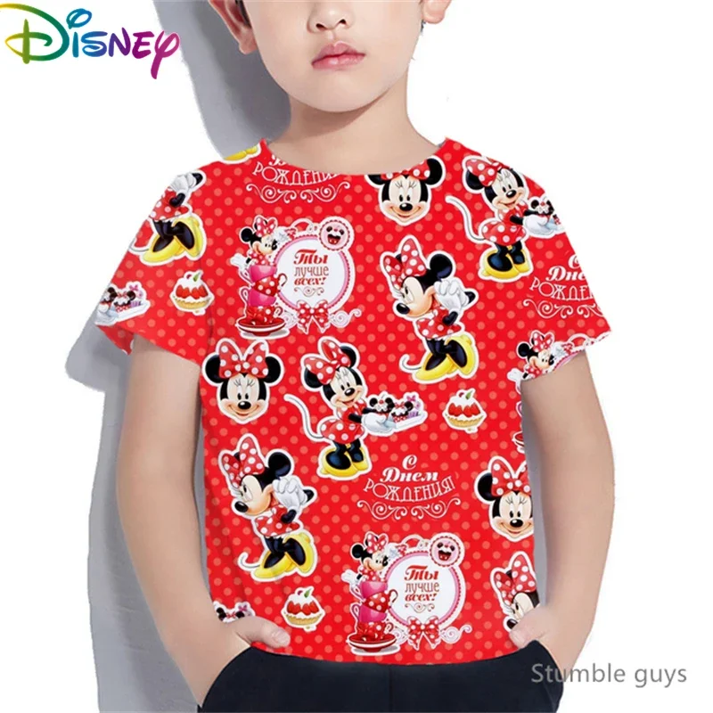 

Disney Mickey Minnie Kids 2026 Summer T-Shirt Anime Graphic Boys Girls Clothes Casual Short Sleeve Wear