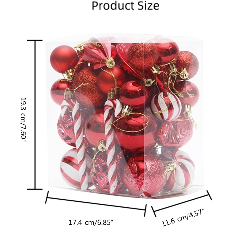 40 шт./компл., украшение в виде елочных шаров, красочные пластиковые рождественские безделушки, украшения для праздника,
