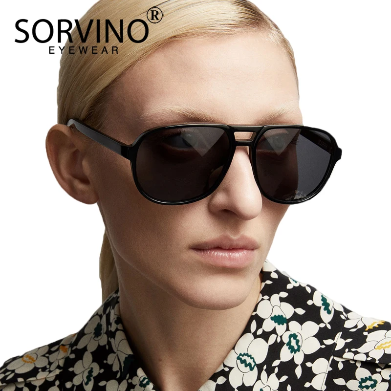 SORVINO Vintage Designer Pilot Men Sunglasses Women 2020 High Quality 90s Crystal Oversized Square Sun Glasses Big Shades SP1800