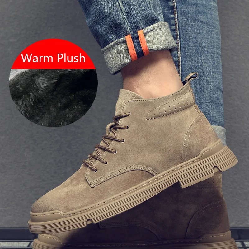 Men's martens Boots Men's Leather Boots Casual Trend High Help Work Shoes Single Boots 2023 Spring New Men's Shoes