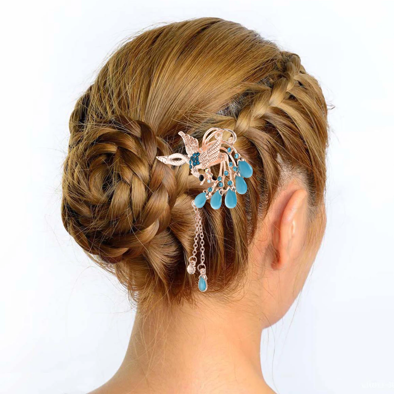 

Rhinestone Hairpins Vintage Glass Sticks Bridal Accessories Elegant Bun Clips Women Hairpin Retro Style Hair Accessories