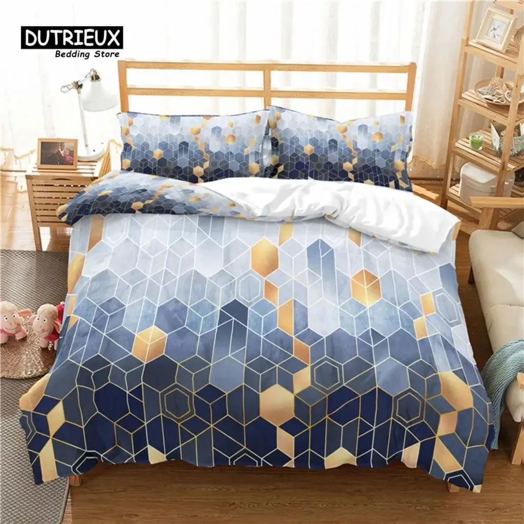 

Home Living Luxury 3D Marble Grid Print 23Pcs Comfortable Duvet Cover PillowCase Bedding Sets Queen and King EUUSAU Size