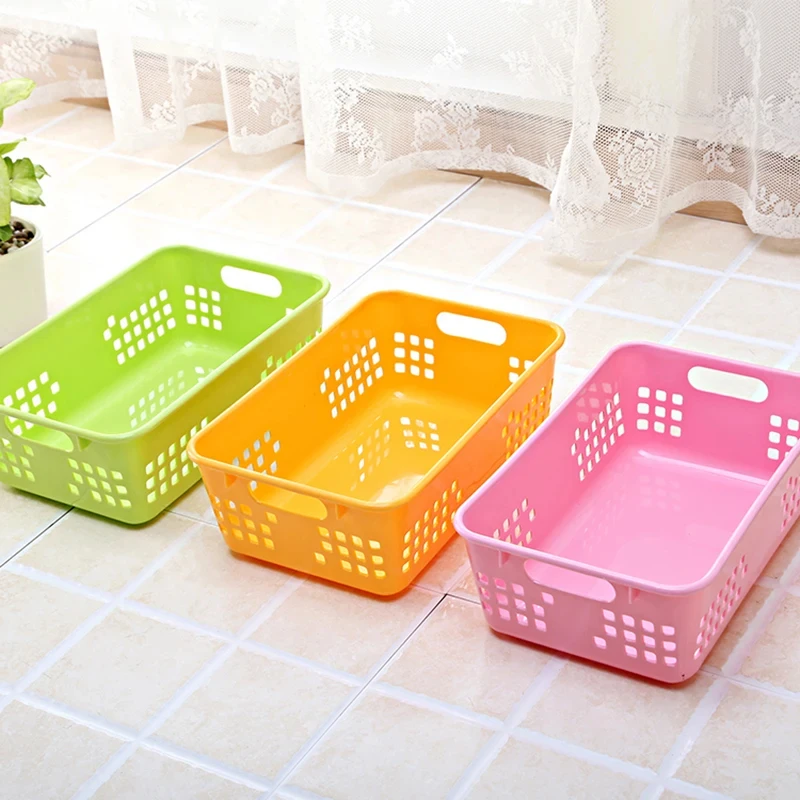 10-piece Storage Basket Versatile Children Toys Desk Snacks Bathroom Supplies Plastic Organizer Kitchen Hollow Vegetable Baskets
