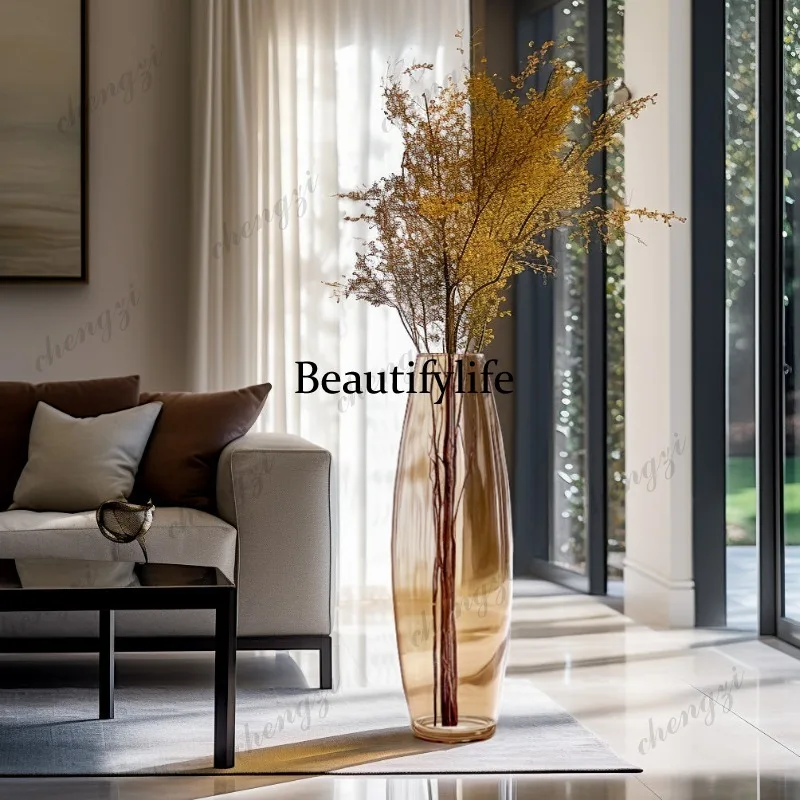 A95 floor-to-ceiling vase glass transparent large high flower arrangement long branch home living room decorative ornament