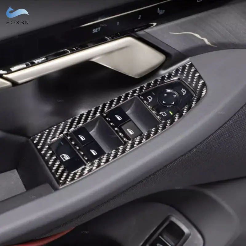 

For BMW 5 Series i5 G60 2024 2025 LHD/RHD Car Inner Door Window Glass Lift Button Frame Cover Trim Carbon Fiber Accessories