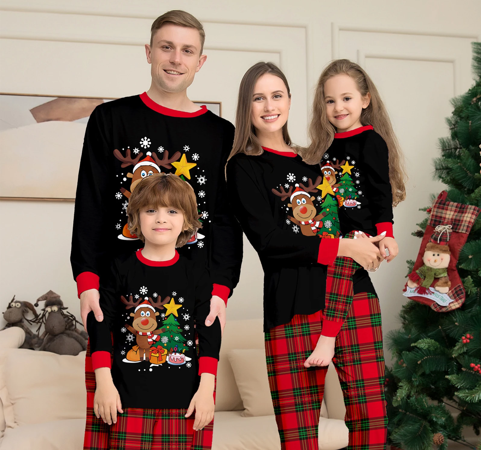 2027 New Family Christmas Pajamas Mom Dad Kids Matching Clothing Set Baby Romper Pjs Soft Loose 2 Pieces Suit Homewear Xmas Look