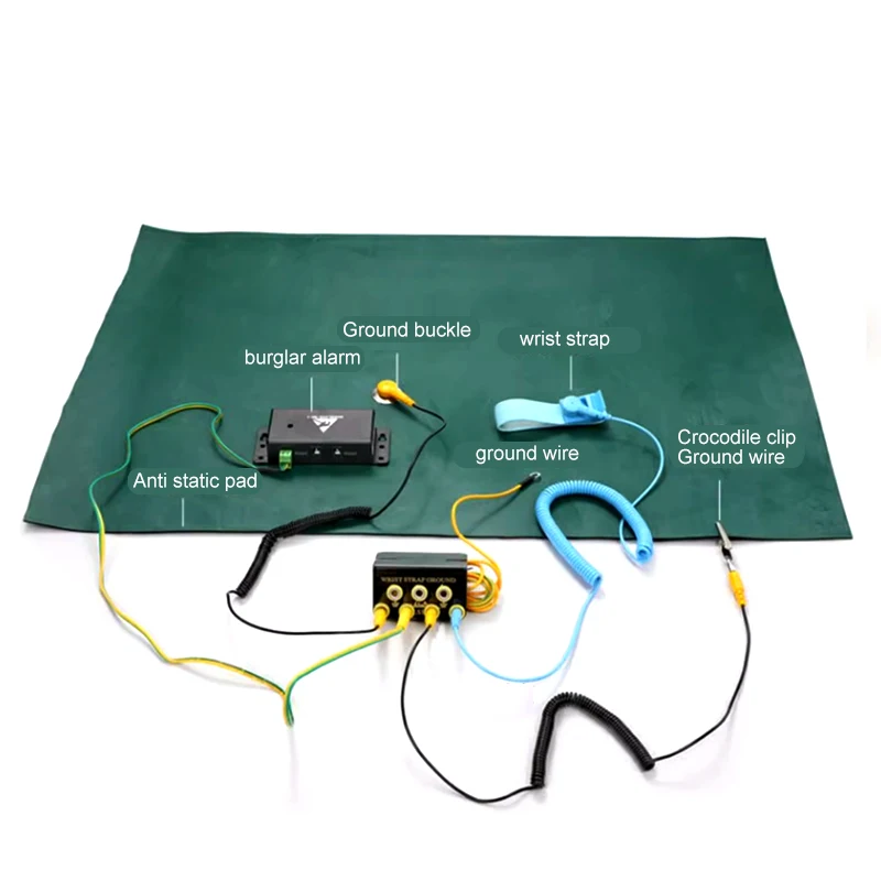 Prise de terre ESD professionnelle, en forme de L, avec dragonne, câble de terre électrostatique