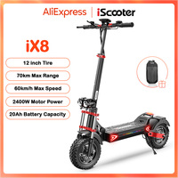 iScooter iX8 12 inch Electric Scooter 2400W Dual Motor Off Road Scooter 20Ah 60km/h Scooters 70km Max Range Foldable Scooters