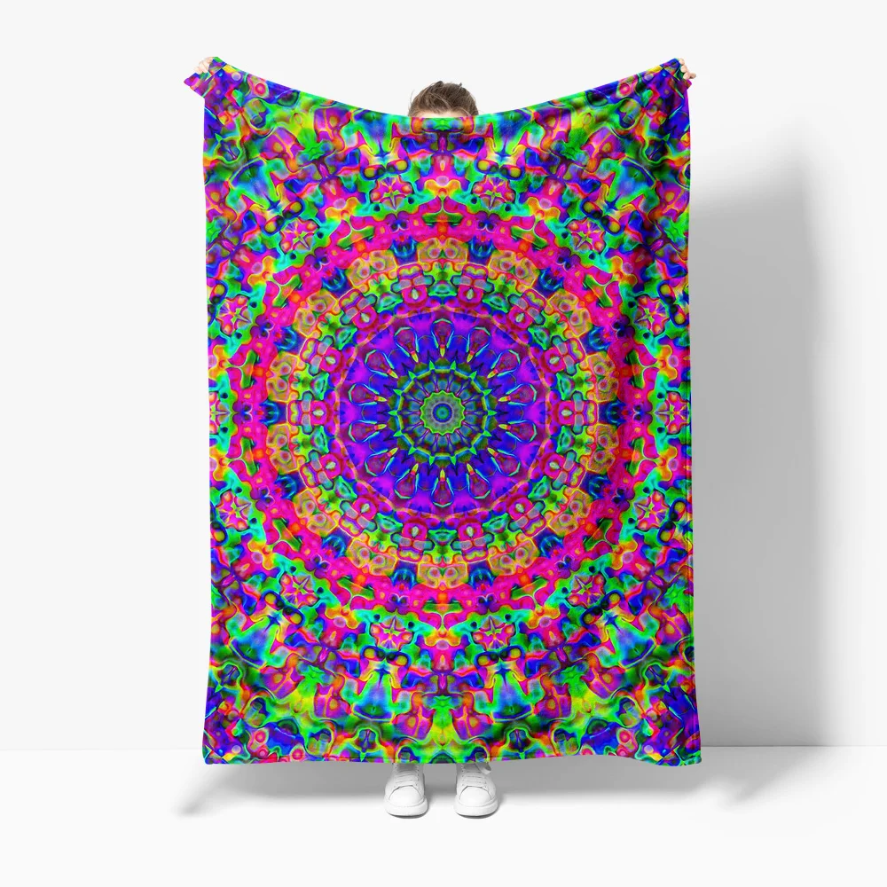 

Vibrant Psychedelic Rainbow Colorful Abstract Pattern Throw Blanket Bedspread Sofa Cover Gift