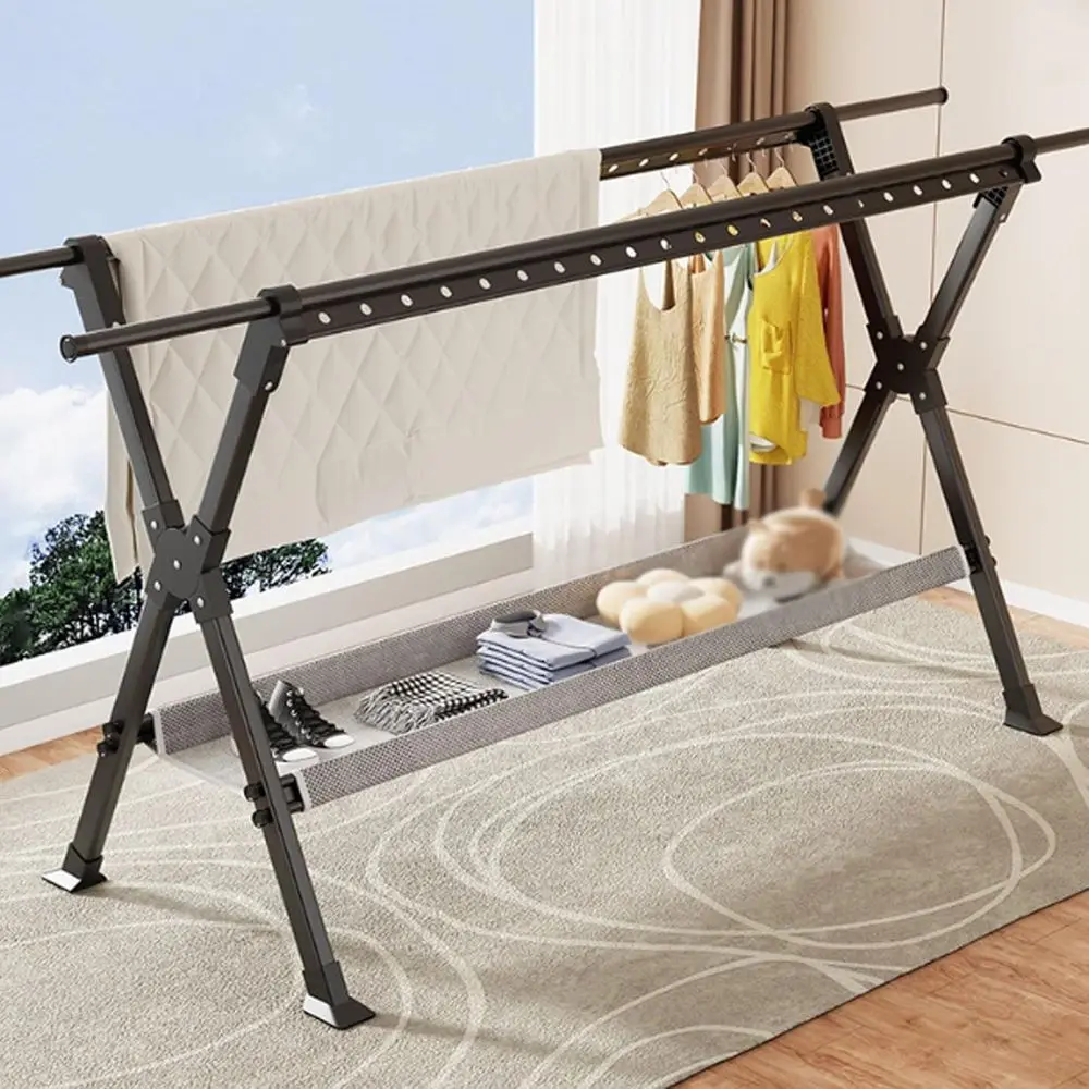 

Adjustable Carbon Steel Portable Clothes Drying Rack for Indoor and Outdoor Use