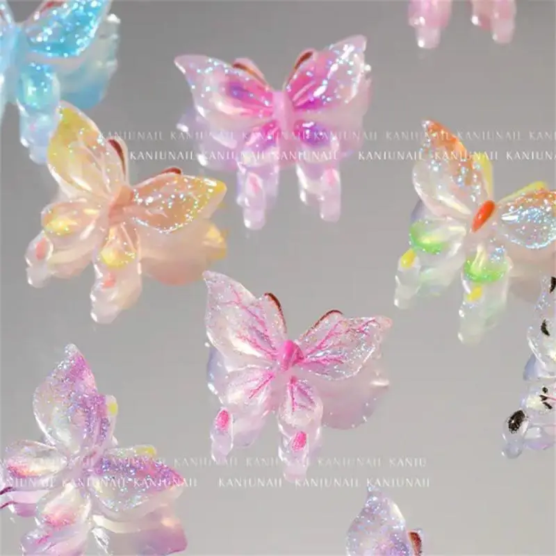 Sweet Luxury Butterfly Nail Art Charms 3D Resin Kawaii Accessories Nail Crystal Decorations Ice Clear Carft Ornament