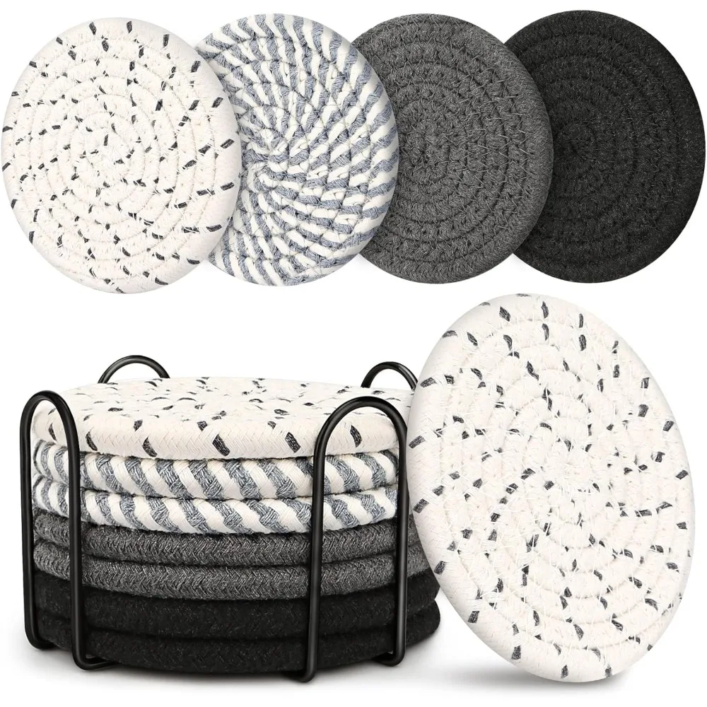 

Подставки для напитков, набор подставок из 4 цветов, набор из 8 подставок, впитывающая подставка с держателем, декор журнального столика, Living Ro