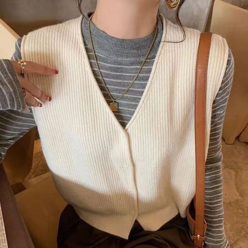 Knitted vest women\'s outerwear spring and autumn new style camisole layered and fashionable sleeveless sweater jacket