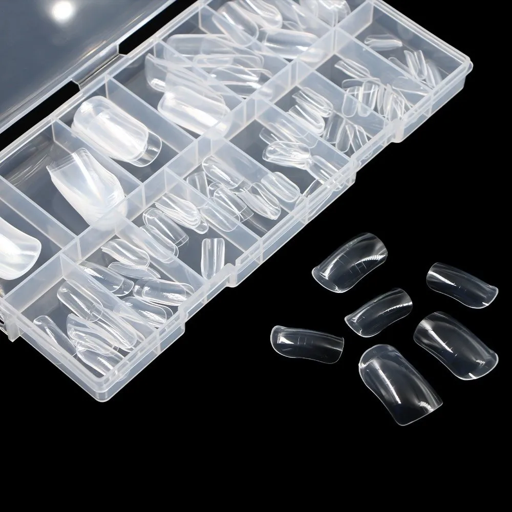 

150pcs New Acrylic False Nail Reusable 15 Size Full Nail Tips Polyethylene Gel Full Cover Toenails Extension Foot Armor Mold