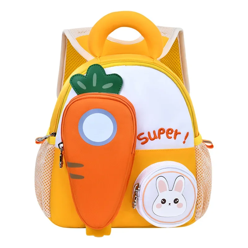 3D Carrot Design Children's School Bags for Girls Boys Large Capacity Light Weight Ridge Protection Kindergarten Kids Backpacks