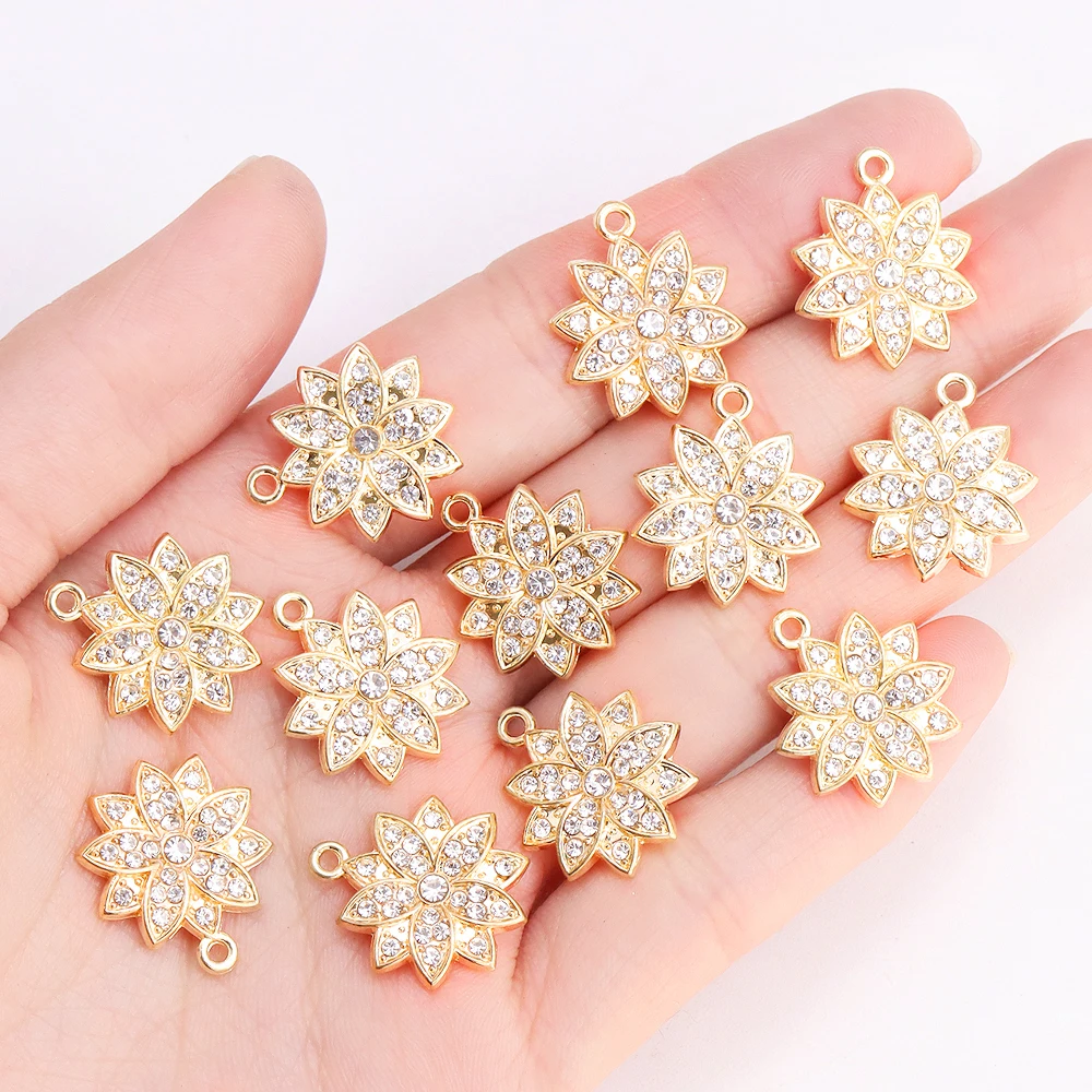 10Pcs Delicate Gold Color Zircon Flower Dragonfly Star Charms Pendants High Quality Diy Necklace Earrings Jewelry Accessories
