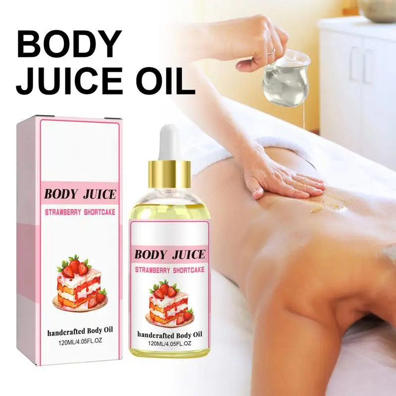 Strawberry Body Massage Oil 120ml Moisturizing Natural Strawberry Body Oil Lightweight Handcrafted Body Oil for Soft Moisturized