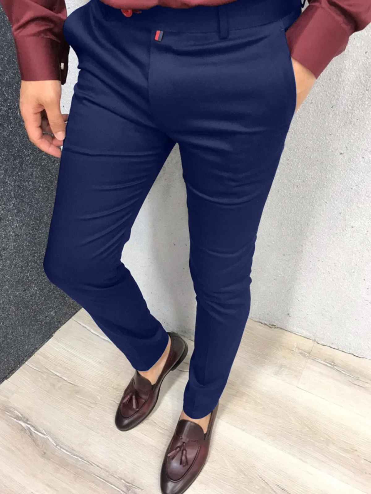 

Busin Men's Casual Dr Pants Tapered Formal Casual Trousers Faionable Urban Sle Pure Color Spring Youth Long Pants