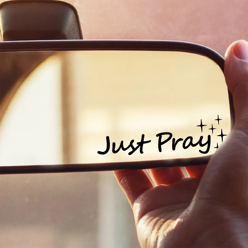 1PC Stylish Just Pray Car Sticker, Faith-Themed Decoration for Car Interior, Perfect for Religious Enthusiasts to Personalize