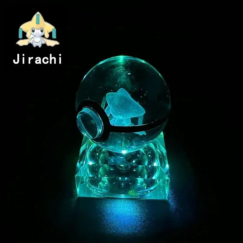 Pokemon Crystal Ball Flygon Garchomp Feraligatr Pokémon Model with LED Crystal Light Base Kids Gift Collectable