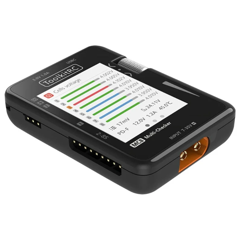 MC8 XT60 35V 2-8S 32-bit ARM Processor Battery Multi-checker PWM/PPM/SBUS Readout, PWM Output USB-C Fast Charging 1-piece set