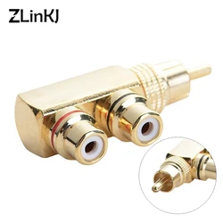 1Pc Gold Plated AV Audio Splitter Plug RCA Adapter 1 Male To 2 Female F Connector Accessories