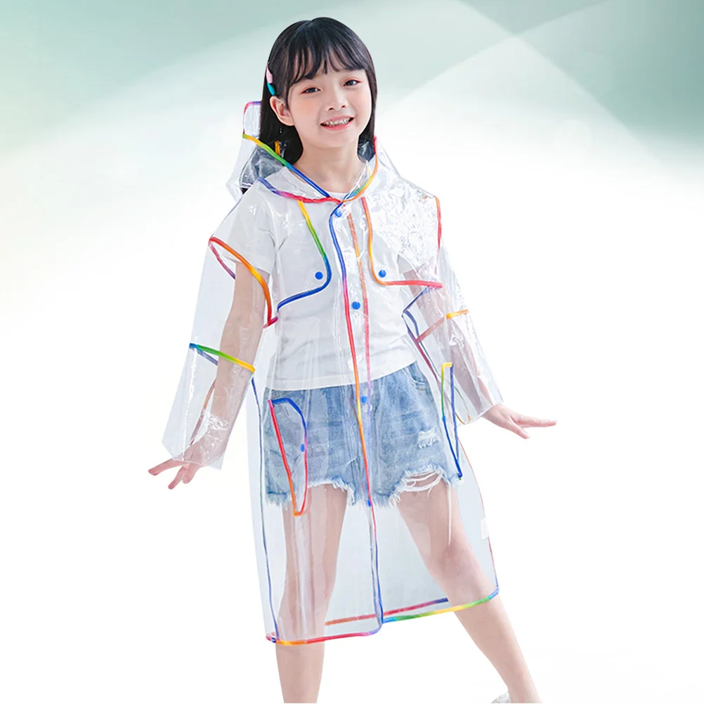 

Raincoat Clear Reusable Eva Hooded Poncho For Lightweight Portable Rain Gear For Outdoor Camping Hiking Water Park