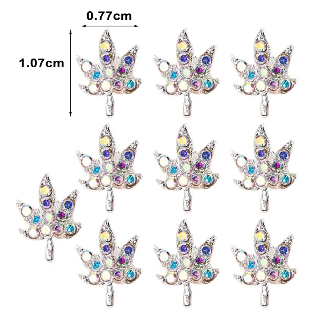 Strass 3D en forme de cuir chevelu en érable, accessoires pour nail art, brillant, réutilisable, en acier inoxydable, bijoux, beauté des ongles, ornements, 10 pièces