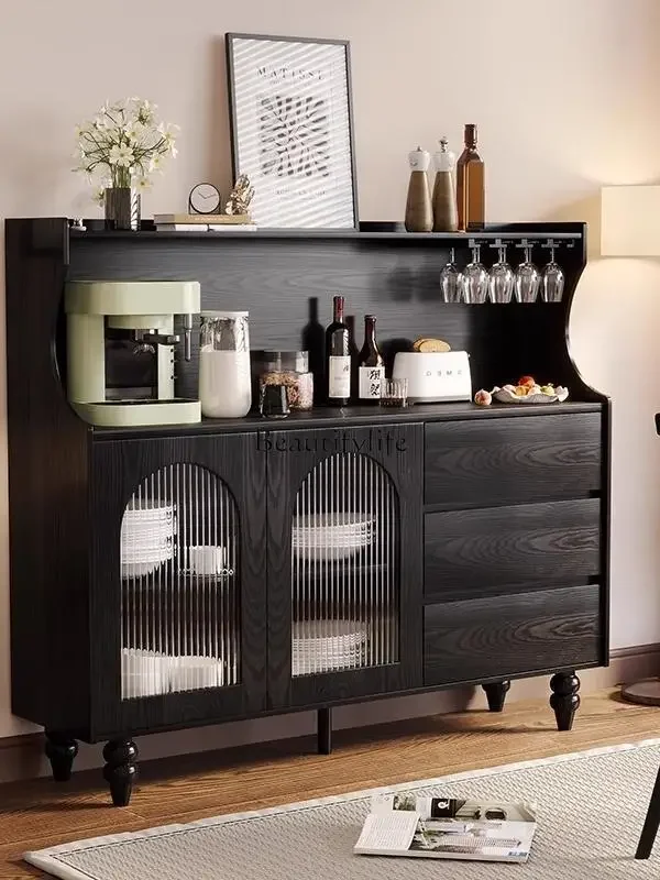 

LJY*Solid wood dining side cabinet, antique living room, wall storage, living room, American retro tea cabinet integrated