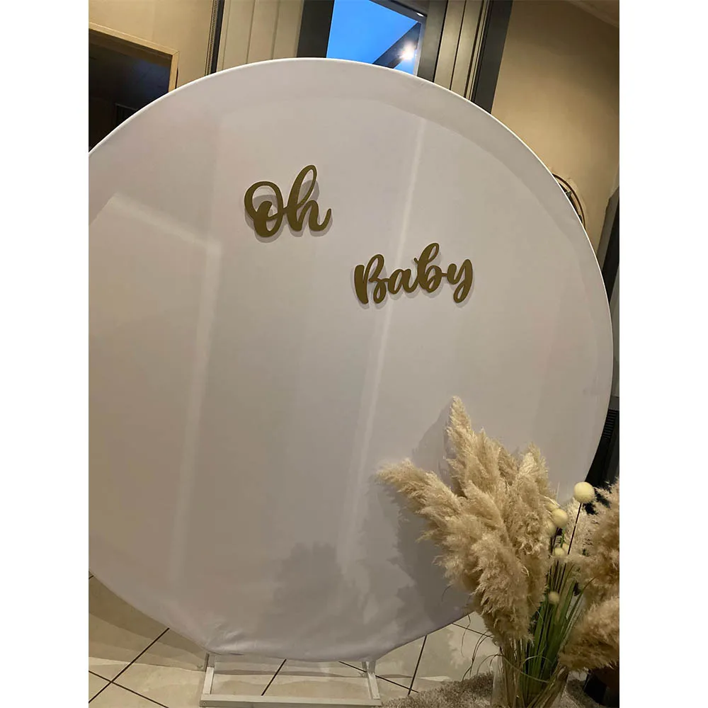 Mocsicka Sfondo rotondo Copertine Bianco solido Matrimonio Baby Shower Festa di compleanno Cerchio personalizzato Sfondo Fascia elastica Studio fotografico