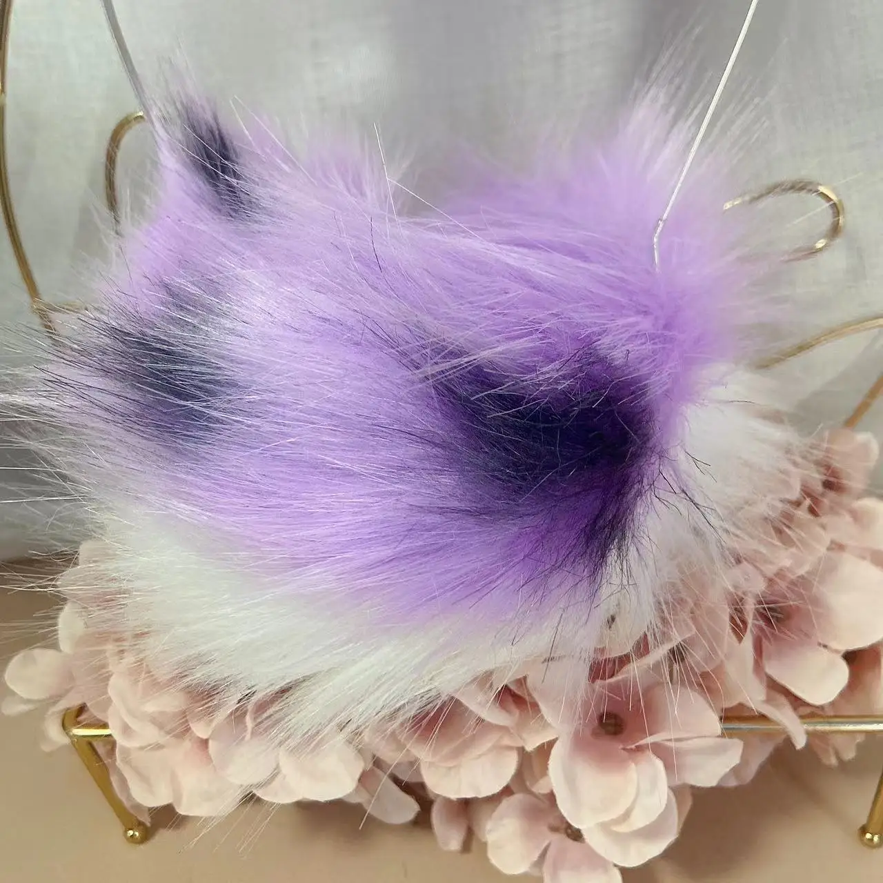 Handmade Purple Bunny Rabbit Ears Hairhoop Headwear Nurse Hat Tail Necklace Earrings Cosplay Prop Lolita Acessories