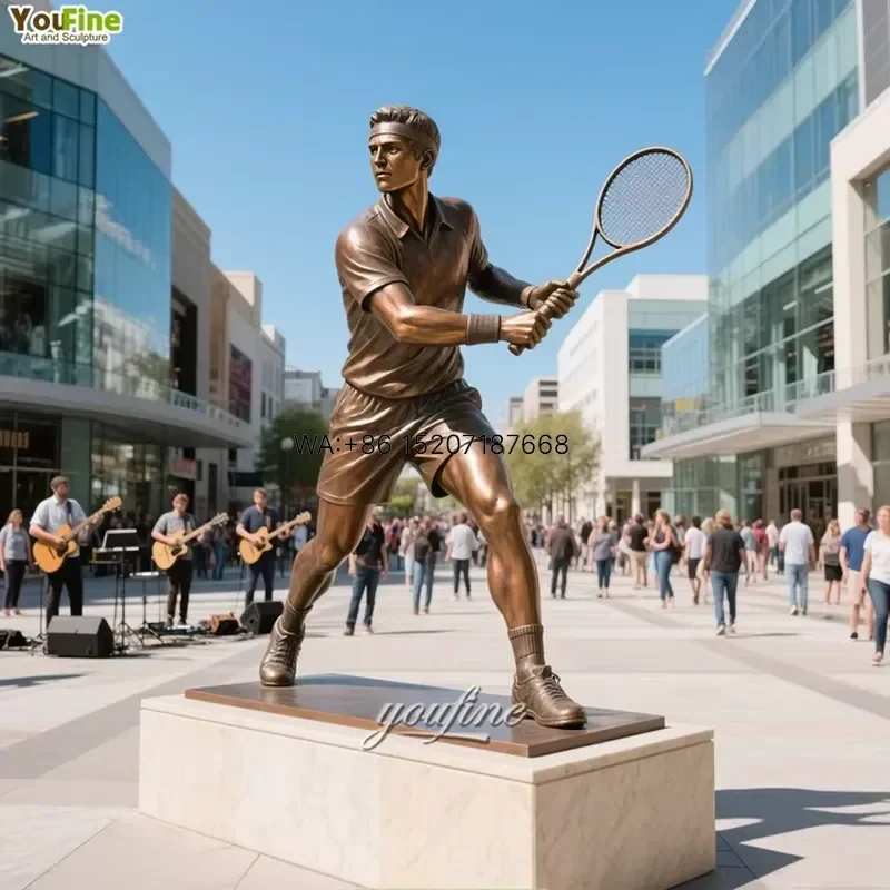 Wmwmnu for Sports Complex Gardens Outdoor Metal Sports Sculpture Bronze Tennis Theme Statue
