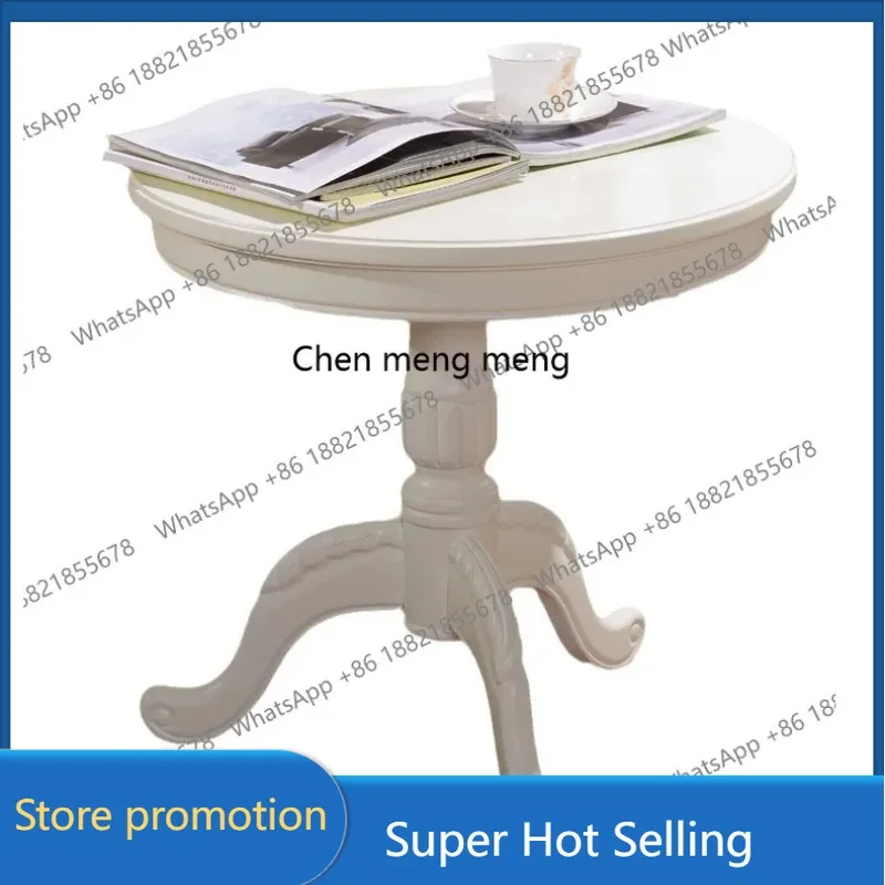 a55 Warm tree furniture, European solid wood round coffee table, pastoral white round table, side table, factory direct sales
