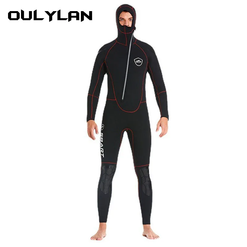 Oulylan 5MM Deep Dive Hunting Fish Winter Wetsuit Thickened Warm Hooded Men Diving Suit Swimming Equipment Swimsuit Wetsuit