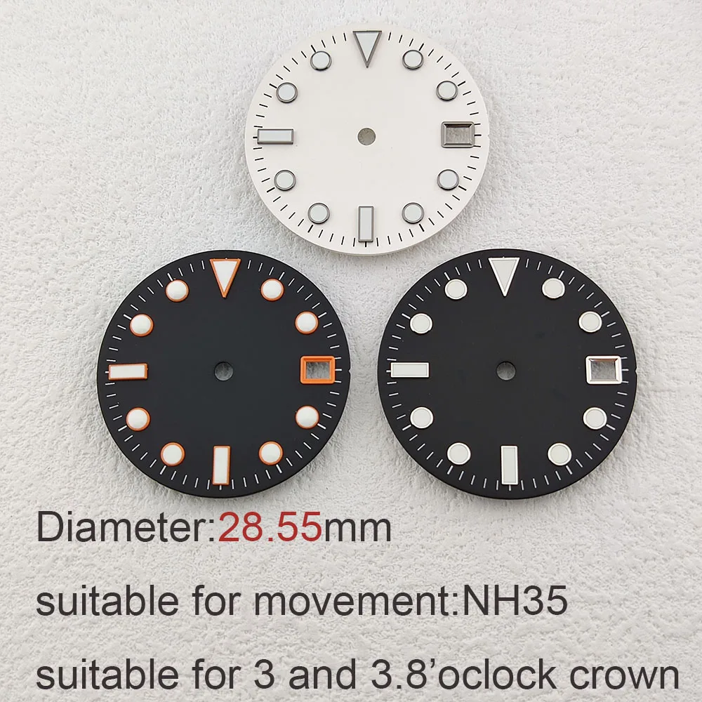 nh35 dial 28.5mm Watch dial green Luminous watch dial suitable for watch for NH35 movementWatch parts