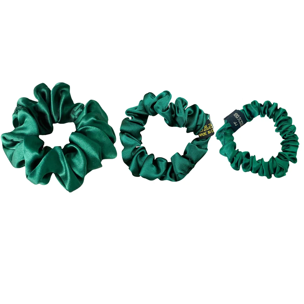 Scrunchies de seda de morera 100% pura para mujeres y niñas, lazos para el cabello de Color sólido, diadema, soportes para coletas, 1,5-3,5 CM, 19 Momme, 3 piezas