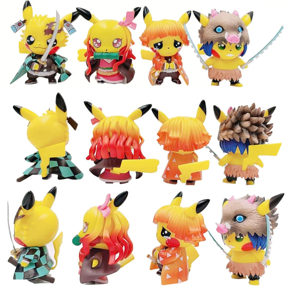 مجموعة شخصيات الرسوم المتحركة المكونة من 4 قطع: شخصيات بيكاتشو كوسبلاي شيطان القاتل من مادة PVC مجموعة ألعاب هدية عيد ميلاد للأطفال #2